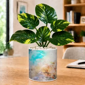 Artificial Tree Ceramic Photo Pot With White Stones 3x4 Inch (F166091) Artificial Tree Ceramic Photo Pot With White Stones 3x4 Inch (F166091)