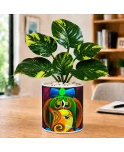 Artificial Tree Ceramic Photo Pot With White Stones 3x4 Inch (F166096)