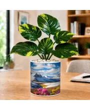 Artificial Tree Ceramic Photo Pot With White Stones 3x4 Inch (F166098)