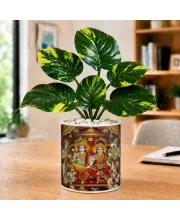 Artificial Tree Ceramic Photo Pot With White Stones 3x4 Inch (F166100)