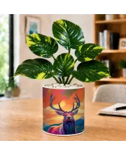 Artificial Tree Ceramic Photo Pot With White Stones 3x4 Inch (F166101)
