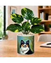 Artificial Tree Ceramic Photo Pot With White Stones 3x4 Inch (F166102)