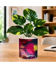 Artificial Tree Ceramic Photo Pot With White Stones 3x4 Inch (F166104)