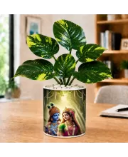 Artificial Tree Ceramic Photo Pot With White Stones 3x4 Inch (F166106)