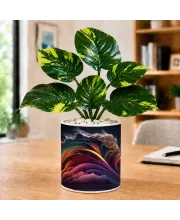 Artificial Tree Ceramic Photo Pot With White Stones 3x4 Inch (F166109)