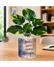 Artificial Tree Ceramic Photo Pot With White Stones 3x4 Inch (F166110)