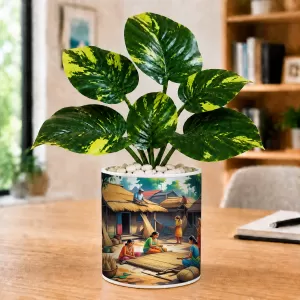 Artificial Tree Ceramic Photo Pot With White Stones 3x4 Inch (F166112) Artificial Tree Ceramic Photo Pot With White Stones 3x4 Inch (F166112)