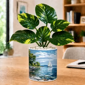 Artificial Tree Ceramic Photo Pot With White Stones 3x4 Inch (F166116) Artificial Tree Ceramic Photo Pot With White Stones 3x4 Inch (F166116)