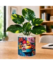 Artificial Tree Ceramic Photo Pot With White Stones 3x4 Inch (F166117)