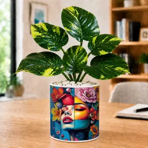 Artificial Tree Ceramic Photo Pot With White Stones 3x4 Inch (F166117) Artificial Tree Ceramic Photo Pot With White Stones 3x4 Inch (F166117)