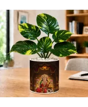 Artificial Tree Ceramic Photo Pot With White Stones 3x4 Inch (F166119)