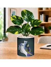 Artificial Tree Ceramic Photo Pot With White Stones 3x4 Inch (F166122)