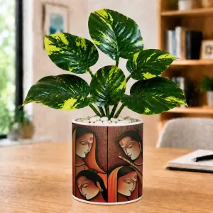 Artificial Tree Ceramic Photo Pot With White Stones 3x4 Inch (F166128) Artificial Tree Ceramic Photo Pot With White Stones 3x4 Inch (F166128)