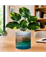 Artificial Tree Ceramic Photo Pot With White Stones 3x4 Inch (F166129)
