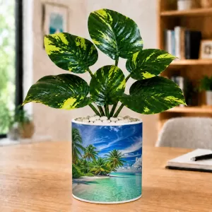 Artificial Tree Ceramic Photo Pot With White Stones 3x4 Inch (F166131) Artificial Tree Ceramic Photo Pot With White Stones 3x4 Inch (F166131)