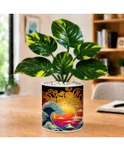 Artificial Tree Ceramic Photo Pot With White Stones 3x4 Inch (F166132)