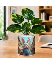 Artificial Tree Ceramic Photo Pot With White Stones 3x4 Inch (F166133)