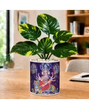 Artificial Tree Ceramic Photo Pot With White Stones 3x4 Inch (F166138)