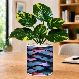 Artificial Tree Ceramic Photo Pot With White Stones 3x4 Inch (F166140)