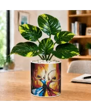 Artificial Tree Ceramic Photo Pot With White Stones 3x4 Inch (F166143)