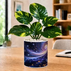 Artificial Tree Ceramic Photo Pot With White Stones 3x4 Inch (F166153)