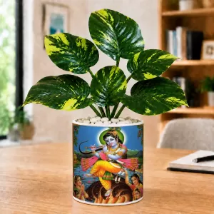 Artificial Tree Ceramic Photo Pot With White Stones 3x4 Inch (F166158) Artificial Tree Ceramic Photo Pot With White Stones 3x4 Inch (F166158)