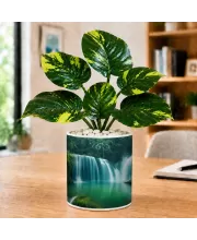 Artificial Tree Ceramic Photo Pot With White Stones 3x4 Inch (F166160)