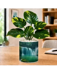 Artificial Tree Ceramic Photo Pot With White Stones 3x4 Inch (F166160)