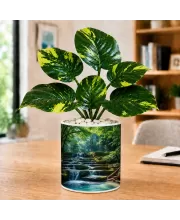 Artificial Tree Ceramic Photo Pot With White Stones 3x4 Inch (F166164)