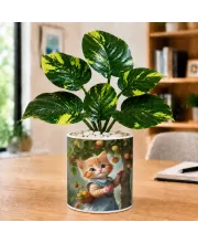 Artificial Tree Ceramic Photo Pot With White Stones 3x4 Inch (F166166)