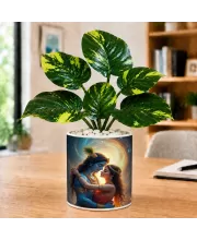 Artificial Tree Ceramic Photo Pot With White Stones 3x4 Inch (F166167)