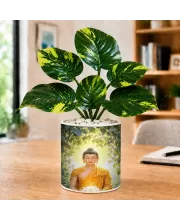 Artificial Tree Ceramic Photo Pot With White Stones 3x4 Inch (F166168)