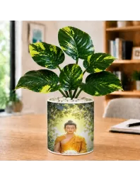 Artificial Tree Ceramic Photo Pot With White Stones 3x4 Inch (F166168)