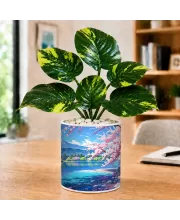 Artificial Tree Ceramic Photo Pot With White Stones 3x4 Inch (F166169)