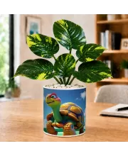 Artificial Tree Ceramic Photo Pot With White Stones 3x4 Inch (F166174)