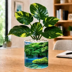 Artificial Tree Ceramic Photo Pot With White Stones 3x4 Inch (F166181) Artificial Tree Ceramic Photo Pot With White Stones 3x4 Inch (F166181)