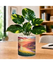 Artificial Tree Ceramic Photo Pot With White Stones 3x4 Inch (F166183)