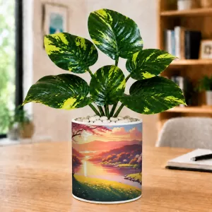 Artificial Tree Ceramic Photo Pot With White Stones 3x4 Inch (F166183) Artificial Tree Ceramic Photo Pot With White Stones 3x4 Inch (F166183)
