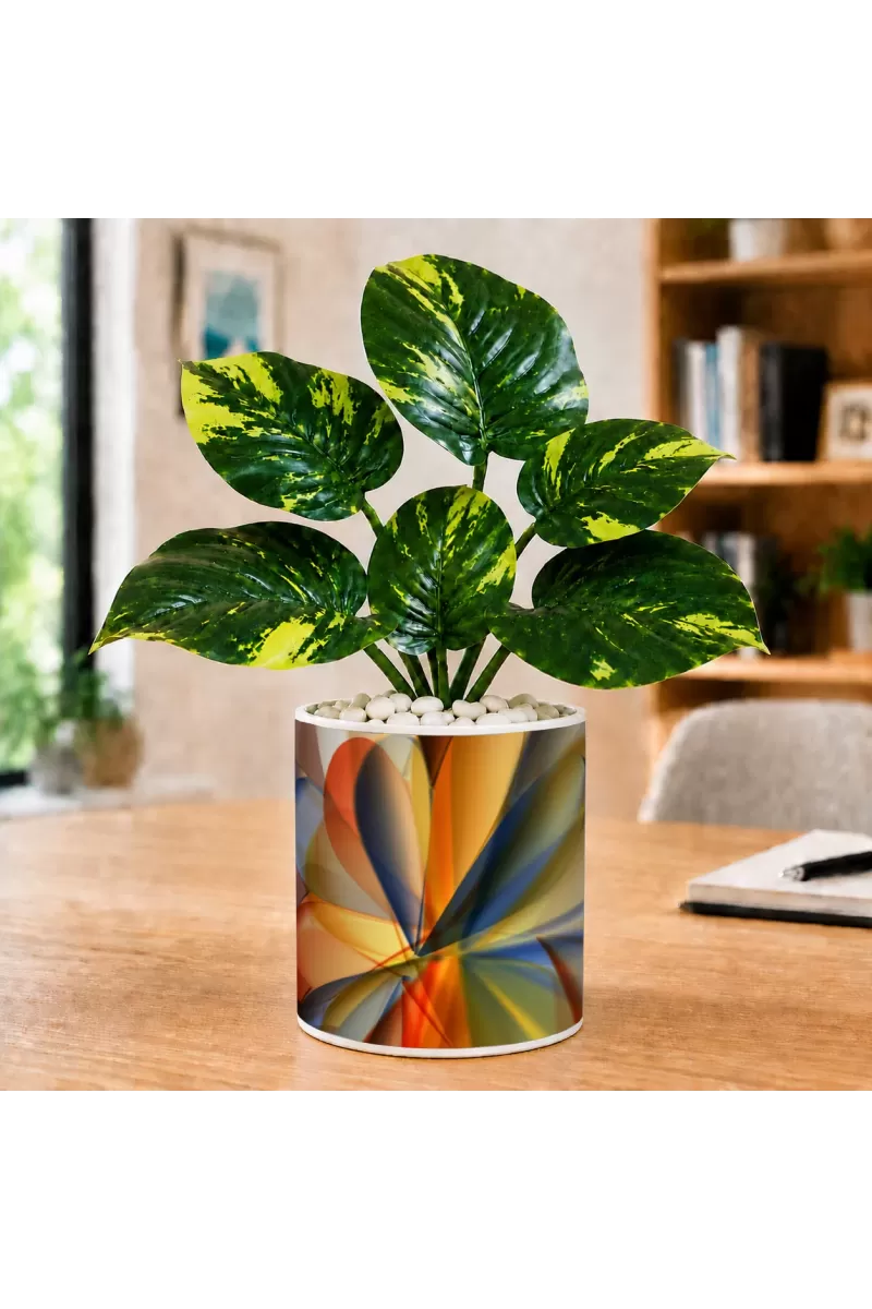 Artificial Tree Ceramic Photo Pot With White Stones 3x4 Inch (F166186)