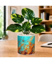 Artificial Tree Ceramic Photo Pot With White Stones 3x4 Inch (F166189)