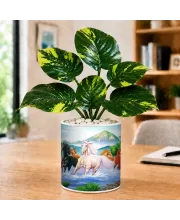 Artificial Tree Ceramic Photo Pot With White Stones 3x4 Inch (F166190)