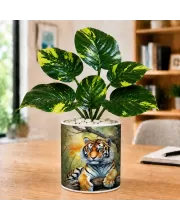 Artificial Tree Ceramic Photo Pot With White Stones 3x4 Inch (F166193)