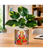 Artificial Tree Ceramic Photo Pot With White Stones 3x4 Inch (F166195)