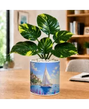 Artificial Tree Ceramic Photo Pot With White Stones 3x4 Inch (F166198)
