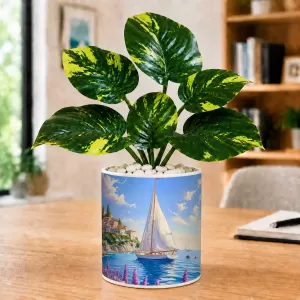 Artificial Tree Ceramic Photo Pot With White Stones 3x4 Inch (F166198) Artificial Tree Ceramic Photo Pot With White Stones 3x4 Inch (F166198)