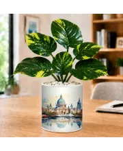 Artificial Tree Ceramic Photo Pot With White Stones 3x4 Inch (F166200)