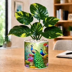 Artificial Tree Ceramic Photo Pot With White Stones 3x4 Inch (F166201)