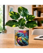 Artificial Tree Ceramic Photo Pot With White Stones 3x4 Inch (F166204)