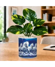 Artificial Tree Ceramic Photo Pot With White Stones 3x4 Inch (F166209)