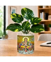 Artificial Tree Ceramic Photo Pot With White Stones 3x4 Inch (F166211)